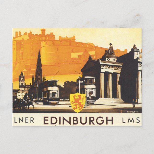 Edinburgh via LNER Rail Poster Postcard (Front)