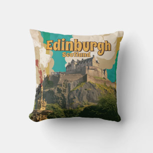 Edinburgh Vintage Travel Poster Throw Pillow