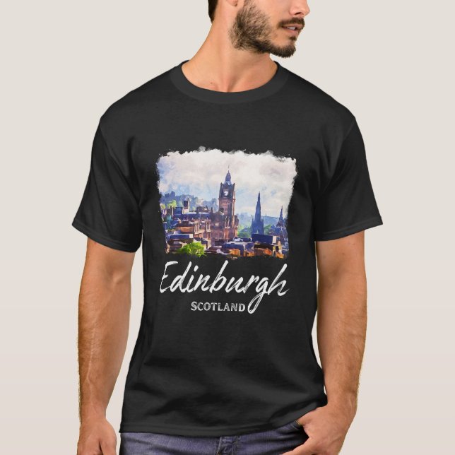 Edinburgh Watercolour Painting Edinburgh T-Shirt (Front)