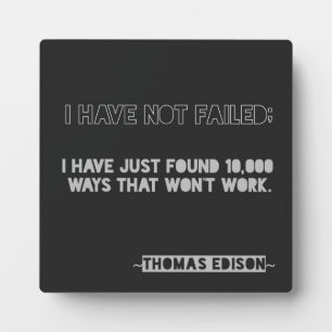 Edison 10,000 ways Encouragement Typography Quote Plaque