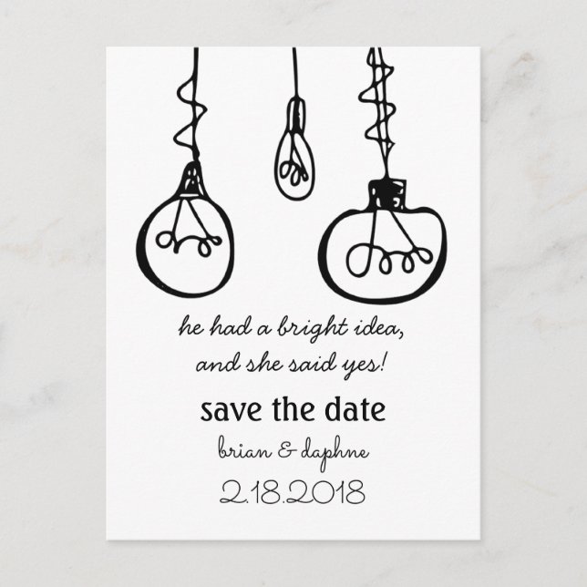 Edison Light Bulb Save the Date Postcard (Front)