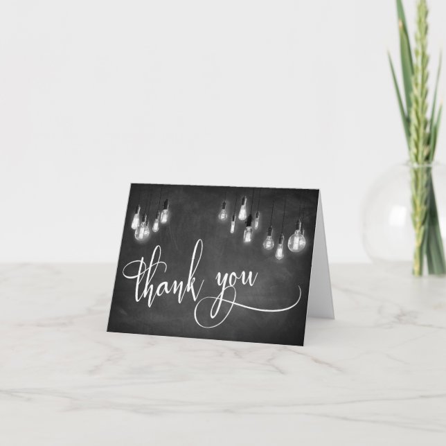 Edison Lights Chalkboard Typographie Merci (Devant)