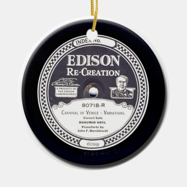 "EDISON Re-Creation" Antique Mini Record Ornament (Front)