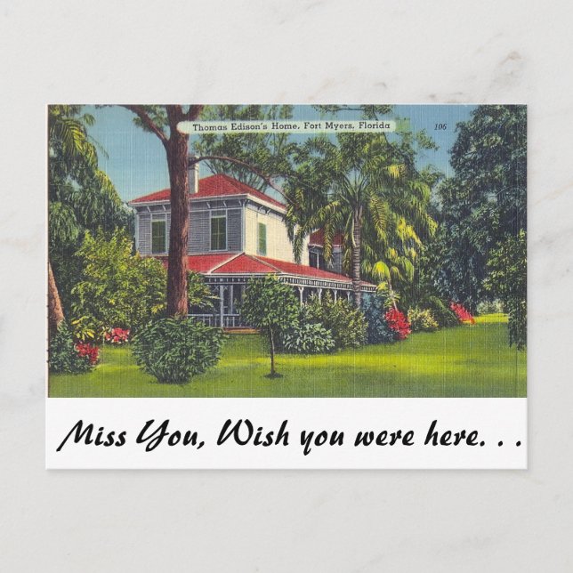 Edison's Home, Fort Myers, Florida Postcard (Front)