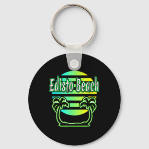 Edisto Beach Palm Trees & Sunset Keychain
