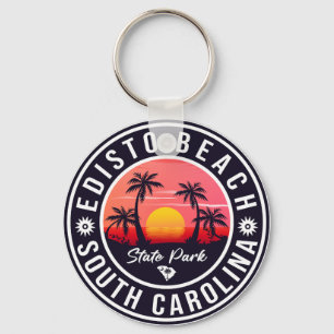 Edisto Beach South Carolina Retro Sunset Souvenir Keychain