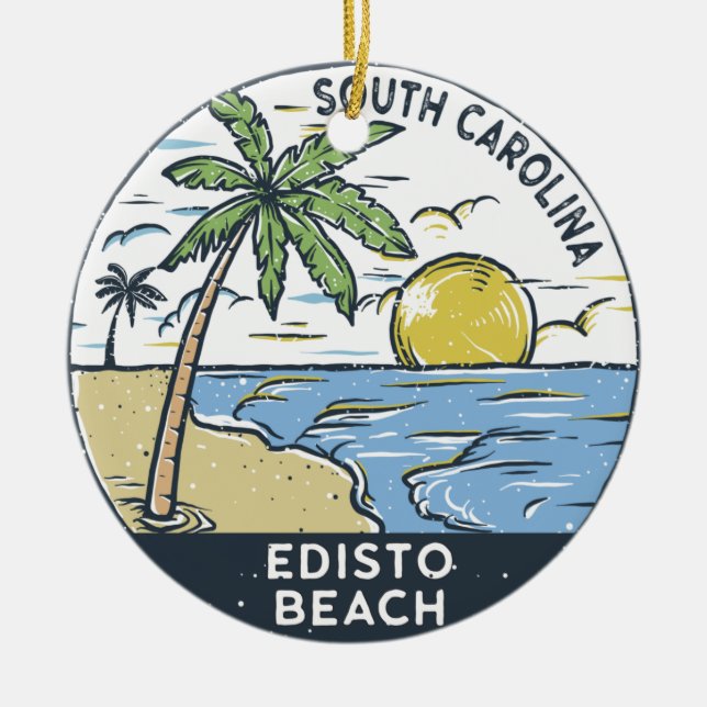 Edisto Beach South Carolina Vintage Ceramic Ornament (Front)