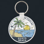 Edisto Beach South Carolina Vintage  Keychain<br><div class="desc">Edisto Beach hand drawn illustration with mountains and ocean waves in the background. Perfect for anyone who loves to visit Edisto Beach.</div>
