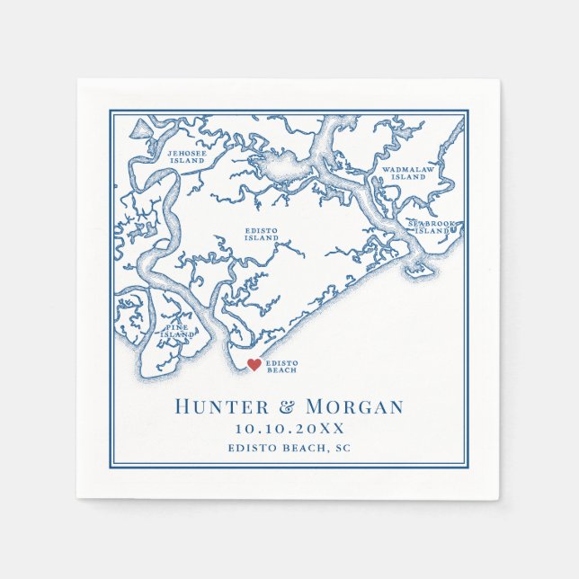 Edisto Beach Wedding Cocktail Napkins (Front)