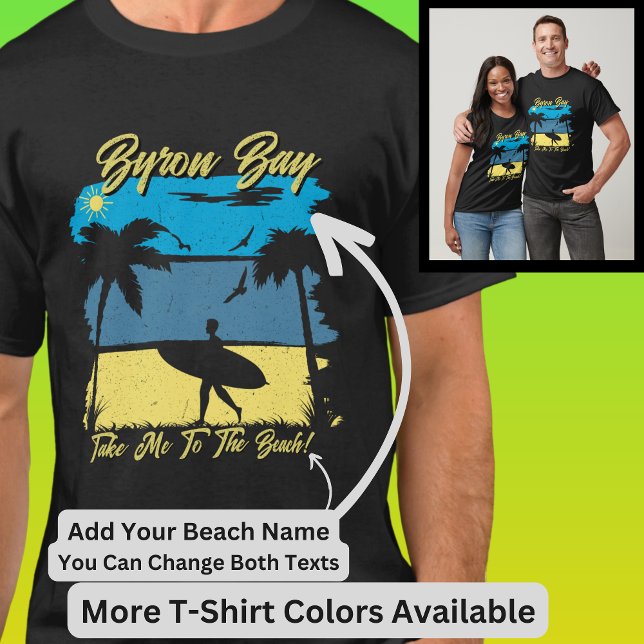 Edit All Text - Beach Name Surfer Blue Water Sky  T-Shirt (Creator Uploaded)