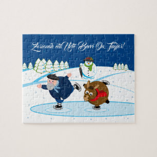 Edit, Christmas / Navidad, Olentzero ice skating, Jigsaw Puzzle