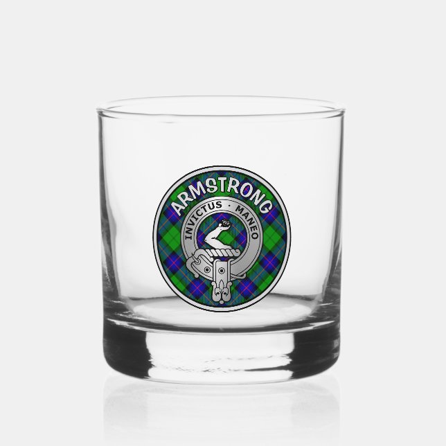 [EDIT] Clan Armstrong Crest & Tartan Whiskey Glass (Front)