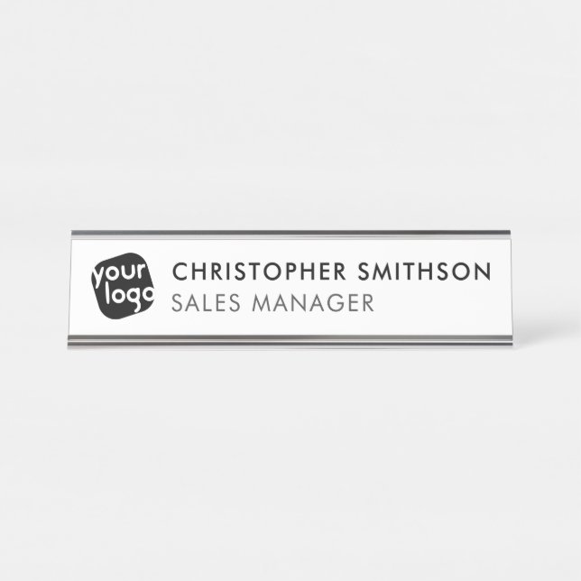 Edit Colour & Add Your Logo Plate Changeable Offic Desk Name Plate (Front)