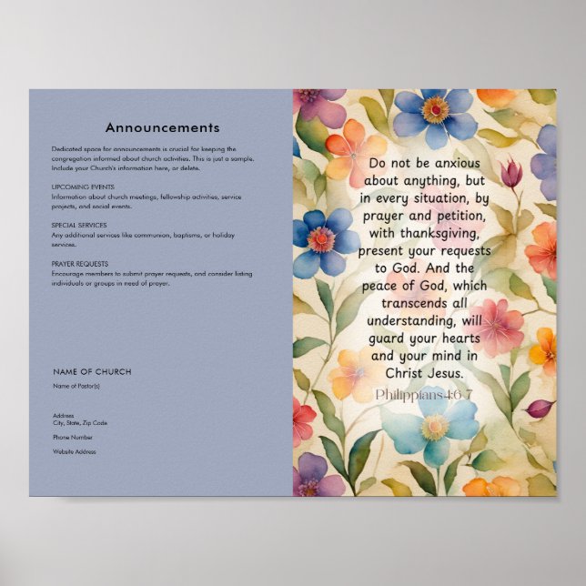 Edit, Download Church Bulletin Poster (Front)