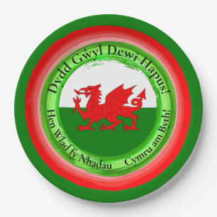 Edit Matching Welsh Dragon St David's Day 9" Paper Plate