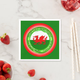 Edit Matching Welsh Dragon St David's Day Cocktail Napkin
