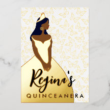 Edit Skin & Hair Colour Quinceañera Foil Invitatio