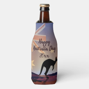 Edit Text Flag Kangaroo Australia Day  Bottle Cooler