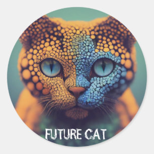 Edit Text Future Cat Personalize Name Classic Round Sticker