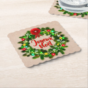 Edit Text Joyeux Noël Paper Coaster