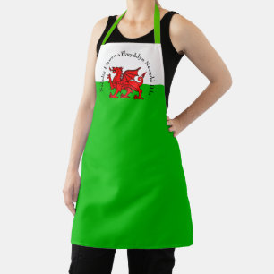 Edit Text Welsh Flag Red Dragon Christmas Apron