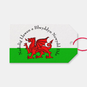 Edit Text Welsh Flag Red Dragon Christmas Gift Tags