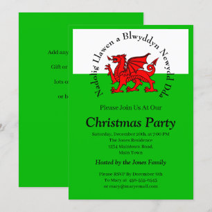 Edit Text Welsh Flag Red Dragon Christmas Invitation
