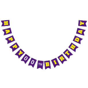 Edit Your Age on PURPLE Happy Birthday Bunting Flags