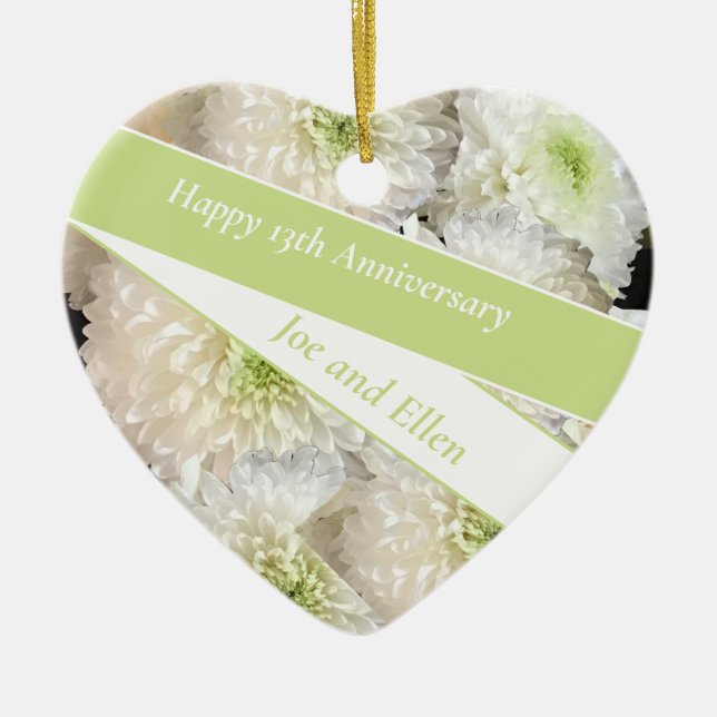 Editable 13th Wedding Anniversary,   Ceramic Ornament (Front)