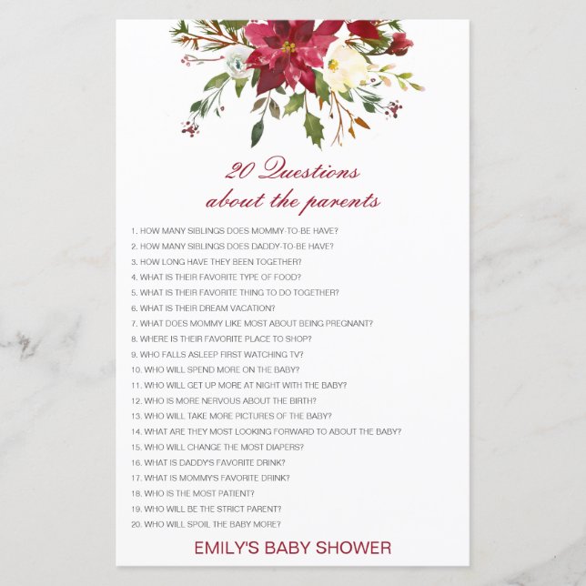 Editable 20 Questions about Parents Baby Shower (Front)