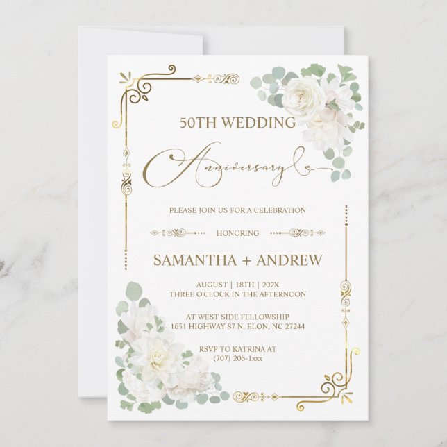 Editable 50th Wedding Anniversary Invitation (Front)