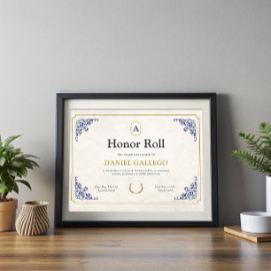 Editable A Honour Roll Certificate Template Award