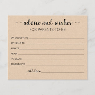 Editable Advice and Wishes for parents to be card