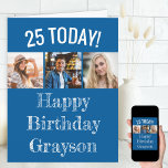 Editable Age and Greeting | 3 Photo Birthday Card<br><div class="desc">Create your own Birthday Card with 3 of your favourite photos. All of the wording is editable so you can customize the design to suit any age and include a name or relative (eg Emily, Grandma etc). The photo template will display your pictures in square / instagram format in a...</div>