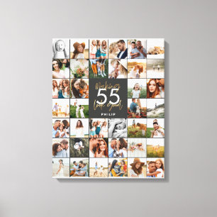 editable age chic birthday multi photo script gift canvas print
