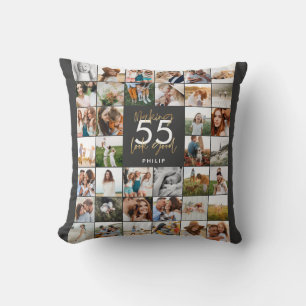 editable age chic birthday multi photo script gift throw pillow