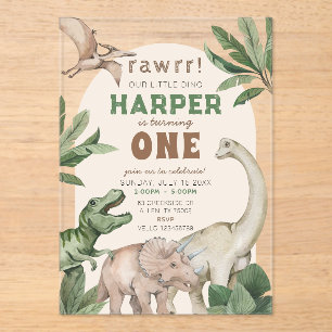 Editable "AGE" Dinosaurs Trex Wild Birthday Acrylic Invitations