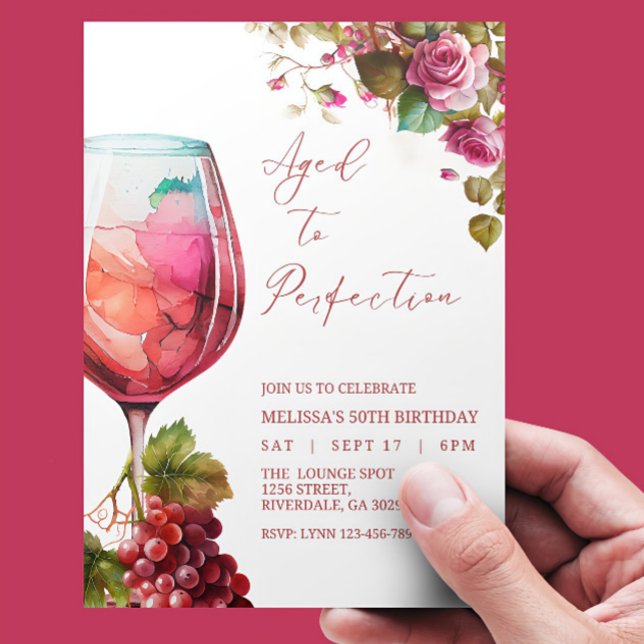 Editable Aged to Perfection Invitation, Wine Birth Invitation (Creator Uploaded)