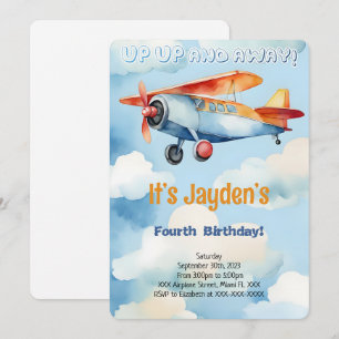 Editable Airplane Birthday Party Invitation