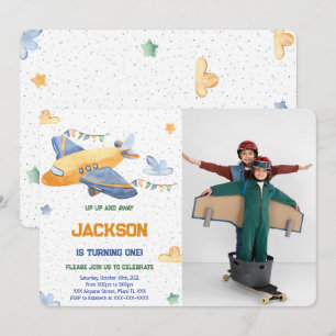 Editable Airplane Birthday Photo Invitation