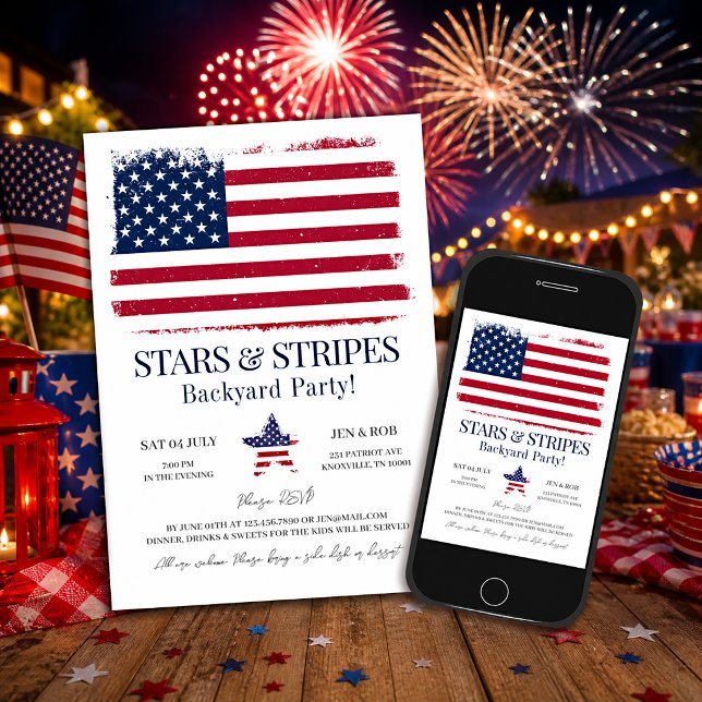 Editable American Flag 4th of July Invitation (Creator Uploaded)