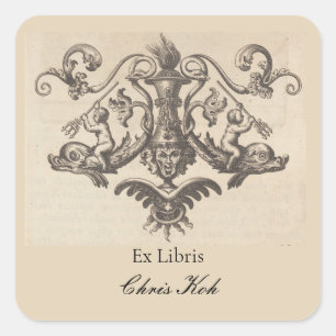Editable Angels With Tridents Bookplate Square Sticker