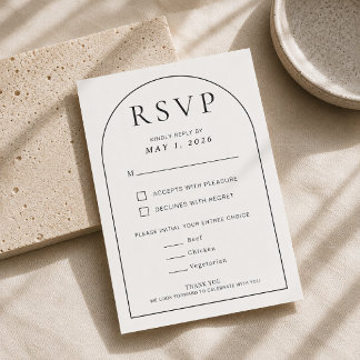 Editable Arch Shape Minimal Wedding RSVP Card
