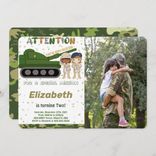 Editable Army Photo Invitations