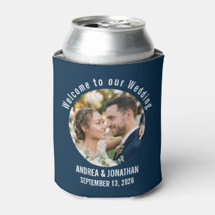 Editable Art Deco Wedding Invitation with Photo Can Cooler