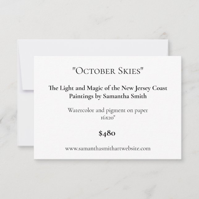 Editable Art Exhibition Display Cards Art Labels (Front)