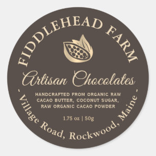 Editable Artisan Chocolates Label Gold Cocoa Bean