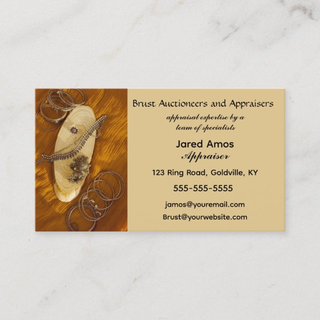 Editable Auctioneers and Appraisers Business Card (Front)