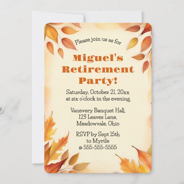 Editable Autumn Leaves Invitation (Front)