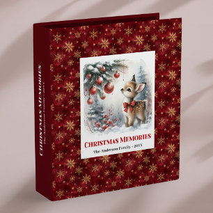 Editable Baby Deer Snowy Forest Custom Memory  Binder